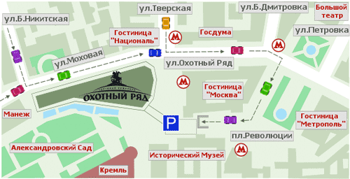 схема проезда и парковки ТЦ охотный ряд